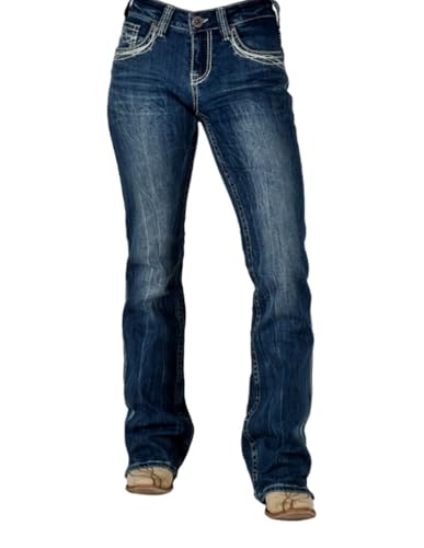 Cowgirl Tuff Western Jeans Womens Barbed Wire Dark Wash JBTARE