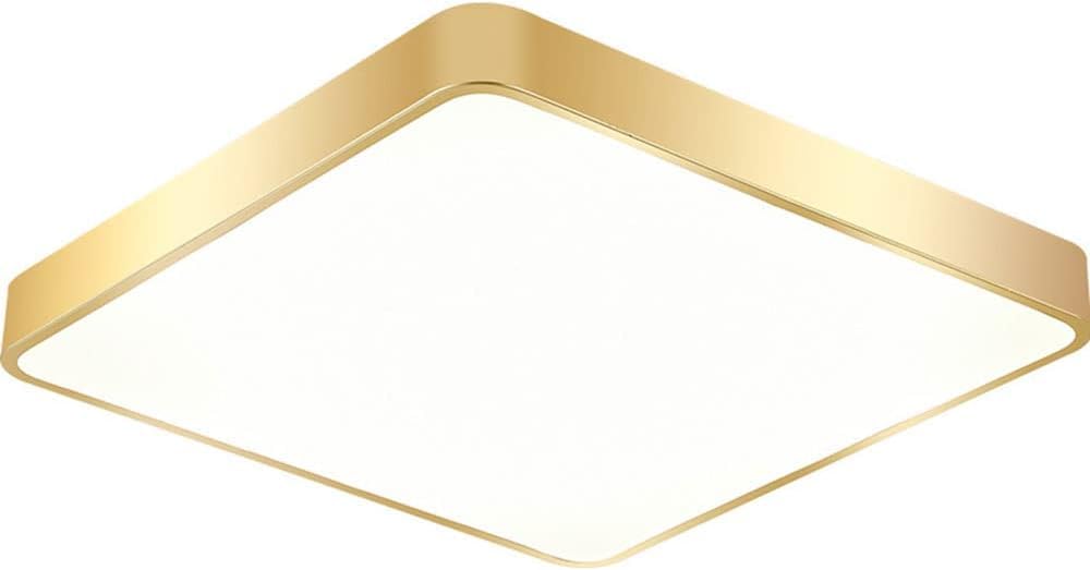 SIYANE Luz de techo de baño de oro cuadrado cepillado Lámpara de techo de montaje empotrado LED regulable Lámpara de techo redonda delgada de perfil bajo moderna para dormitorio, comedor, cocina, pasi