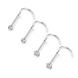20G Nose Screw CZ Nose Stud Grade 23 Titanium CZ Nose Screw Body Piercings Nose Jewelry Tine Nose...