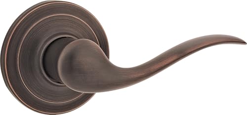 Image of Kwikset Tustin Dummy Door Handle, Single Sided Lever for Closets, French Double Doors, and Pantry, Venetian Bronze Non-Turning Left Handed Interior Push /Pull Lever, with Microban Protection