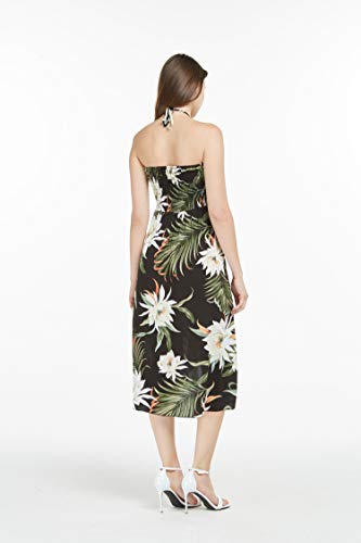 Image of Women's Hawaiian Luau Halter Dress in Signature Prints | Sleeveless halter dress, high-low hem; Hawaiian floral print; soft rayon, machine washable; luau, beach, cruise, party