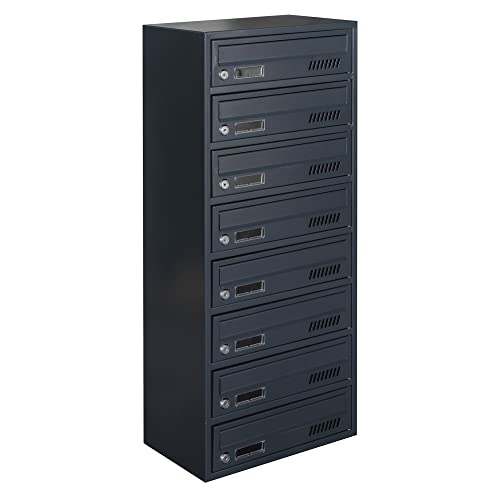 Bloc de 8 Boite aux Lettres avec Fixation Murale Euro Glm 8 Ral 7016