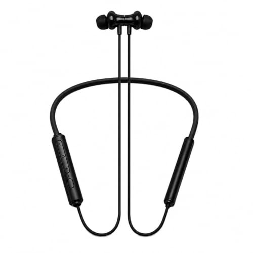 Image of Bluetooth Neckband Compatible with Realme 5 ANC, Deep Bass Stereo Sound, Crisp Audio Performance, Clear Hands-Free Calls, Magnetic Earbuds, Reliable Wireless Connectivity -(Black)