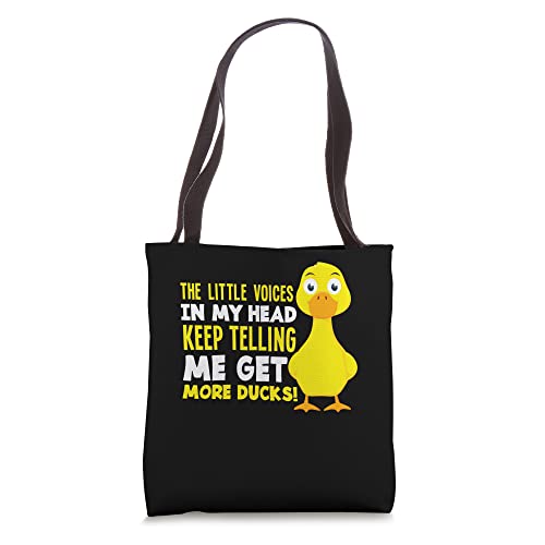 Bolso tipo tote divertido con frase 'Las voces en mi cabeza piden más patos' para amantes de los patos miniatura 1