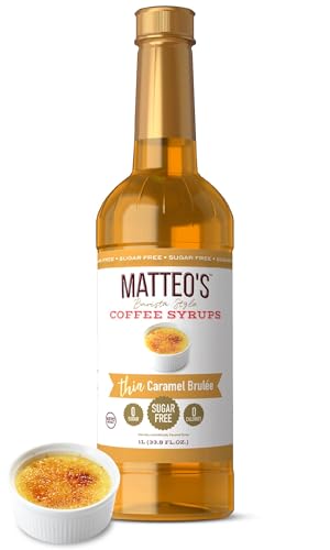 Matteo's Caramel Brulee for Coffee, Lattes, Cappuccinos & Desserts – Sugar-Free Sweetener for Beverages, Keto Friendly, Zero Calories, Indulgent Flavor, Non-Alcoholic,Ideal for Hot Drinks 33.8oz (1pk)