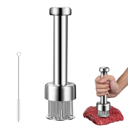 VELAJA Mazo para Carne con 21 Agujas de Acero Inoxidable, Ablandador de Carne Manual y Steaker, Martillo para Carne para Ablandar Filete, Pollo, Pescado, Ternera en Cocina