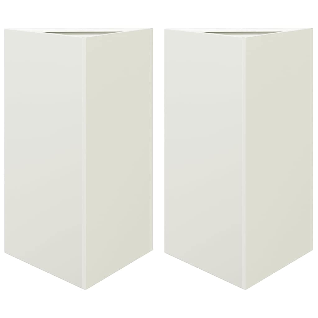 Générique Fioriera Triangolare Acciaio Bianco 2 Pezzi | Resistente alla ruggine, senza fori di drenaggio, protezione contro le erbacce, per balcone patio giardino