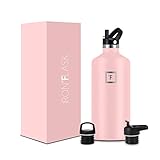 IRON °FLASK Sports Water Bottle - 64 Oz, 3 Lids (Straw Lid), Leak Proof, Vacuum Insulated Stainless...