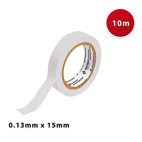 TECNID PVC-Isolierband, Dicke 0,13 mm, 15 mm x 10 m. Weiß