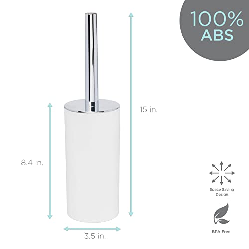 Image of Bath Bliss Soft Touch Toilet Brush and Holder Set | Bathroom Cleaning | Durable 360 Degree Bristle | Discrete Storage | Matte White