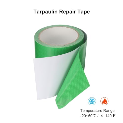 Image of PATIKIL Tarpaulin Repair Tape 3.15 inch x 16', PVC Waterproof RV Awning Repair Tape Patch for Outdoor Use Tent Repairing Home Improvement, Fruit Green
