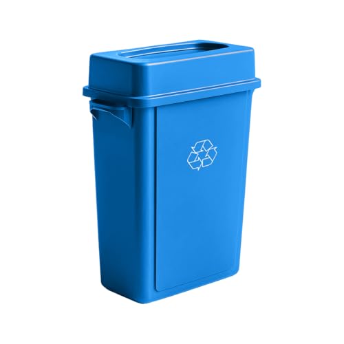 Image of 16 Gallon Slim Rectangular Garbage Can with Lid - Blue