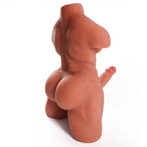 Image of Male Sex Doll with Flexible Dildo, 7.08in Huge Dildos Realistic 3D Muscular Male Torso Sex Dolls with Tight Anal Unisex Masturbator Big Sex Doll for Les Gay Couple Sex Toys, 13.8LB