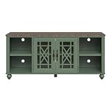 LIVILAND 60' Vintage TV Stand with Carved Doors for TVs Up to 70' - Green