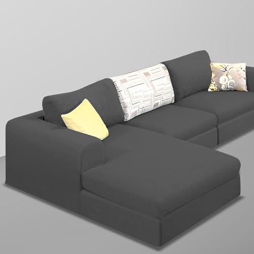 Image of Koza LHS 4 Seater L Shape Sofa Set for Living Room (Black Fabric) Premium Fabric Sofa