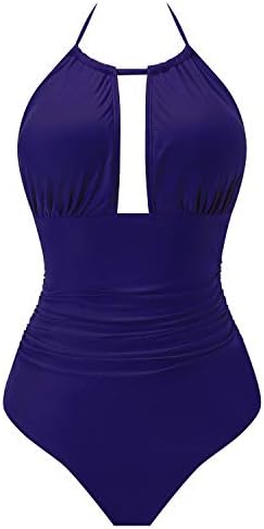 I2CRAZY Womens Swimsuits Padding Push Up One Piece Bathing Suits Tummy Control Monokinis - S,Blue