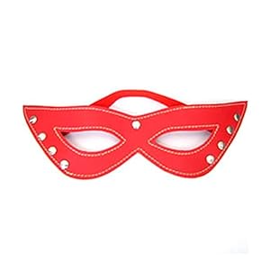 Lederen klinknagel oogmasker (Color : Red)