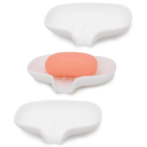 3 Pack Soap Bar Holder, AIMAIAIMAI Self Draining Soap Dish, Quick Drainage, Soap Dishes for Bathroom, Shower, Silicone Soap Tray...