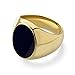 555Jewelry Solid Stainless Steel Signet Ring, Black Onyx Plain Signet Seal for Men, Vintage Pinky Biker Ring, Gold, Size 10