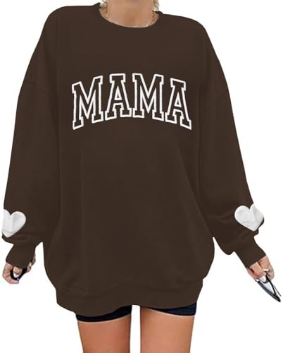 【☆ L • mama ☆】 AIIWEIS Oversized Mama Sweatshirt for Women Mom Letter Print