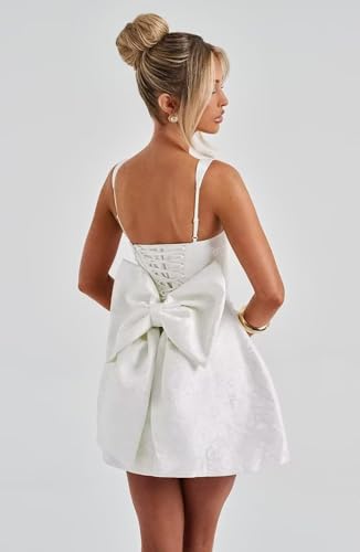 Short V Neck Satin Homecoming Dresses Bow Mini Cocktail Prom Party Gown for Teens3