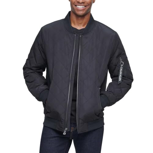 Image of Calvin Klein Men's Ribbed Collar Quilted Bomber Jacket