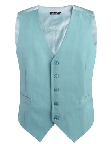 Image of Alizeal Mens Classic Solid Suit Vest Regular Fit Tuxedo Waistcoat