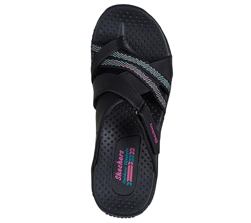 Skechers Women's REGGAE - SUNDAY STROLL sporty outdoor sandal, Black 8.5M