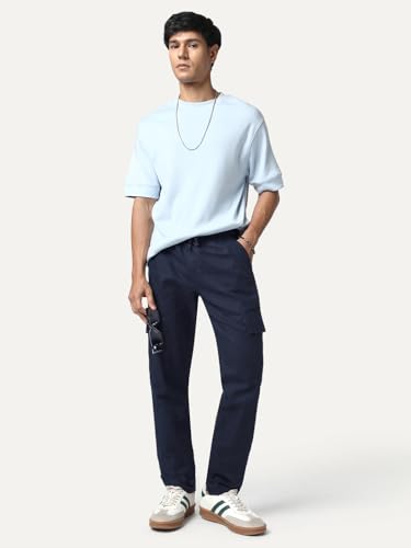 Image of Urbano Fashion Men's Straight Fit Linen Cargo Pants with 6 Pockets