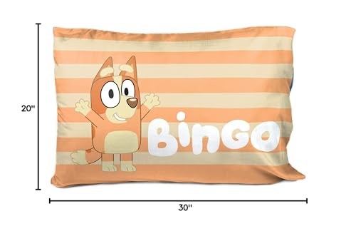 Jay Franco Bluey Hello 1 Single Reversible Pillowcase - Double-Sided Kids Super Soft Bedding (Official Bluey Product)
