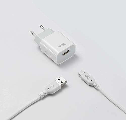 WE Bundle Chargeur Secteur + Câble Chargeur USB Câble USB/USBC Sortie Max 2.4A / Version USB 2.0 - Blanc