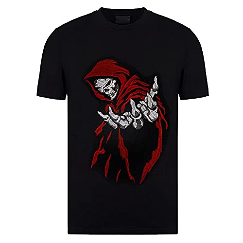 ELLU Distintivo Ricamato Grim Reaper Chopper - Iron On / Sew On - 8,1 X 9 Cm - Patch Per Moto E Giubbotti