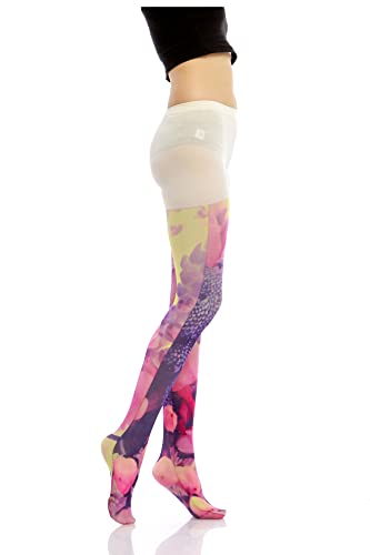 Image of Sahabowi Women Tights, Sheer High Waist Pantyhose, Vintage Control Top Stockings, Siwa opaque print1