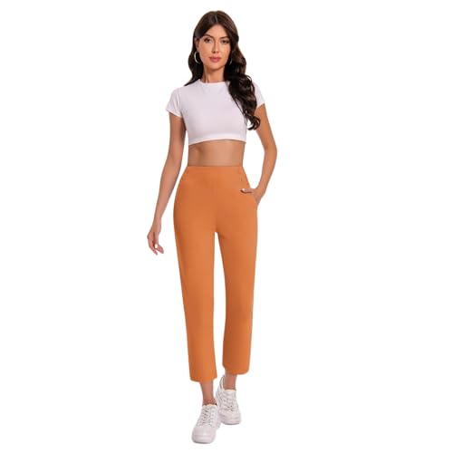 bmkBWO Dress Pants Women Petite,High Waisted Straight Leg Work Pants Business Office Trousers with Pockets Slacks4