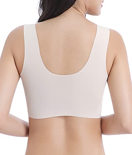 Image of WOWENY Seamless Lace Bras for Women Wirefree Comfortable Mesh Padded Soft Back Smoothing Bra