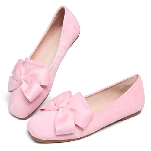 Stunner Women's Flats Fashion Square Toe Bowknot Flats Comfortable Ballet Flats Casual Slip On Flats4