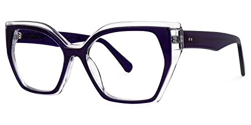 Zeelool Vintage Cat Eye Glasses Frame for Women with Non-prescription Clear Lens Smoaks ZJGA444418-03 Purple by Zeelool - Image 2
