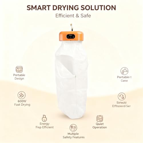 Portable Electric Clothes Dryer 600W Compact Foldable for Travel Apartment RV - Quiet Operation, Energy Efficient, Space Saving Laundry Solution