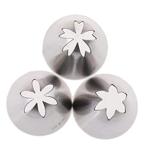 Piping Nozzles Large Set,3 Pcs Cake Piping Nozzles Tips Kit,DIY Cream Rose Flower Icing Nozzles,Cupcake Pastry Tips Tool for Cake Decorating(1M 2D 2F)