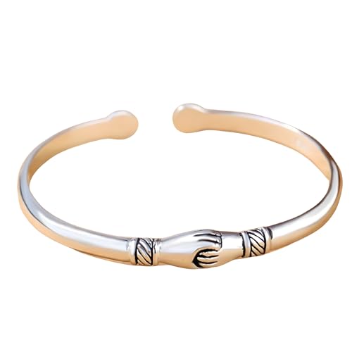Bracelet manchette femme argenté réglable au design contemporain 1444