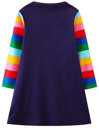 Hongshilian Girls Cartoon Dress Applique Party Dresses Casual Jersey Cotton Long-Sleeved2