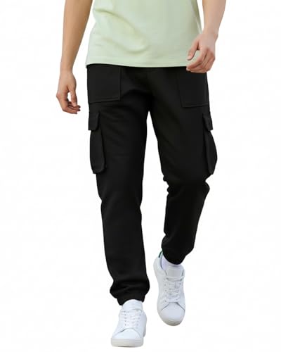 Image of Bewakoof Air 1.0 Men's Solid Oversized Fit Poly Cotton Cargo Joggers