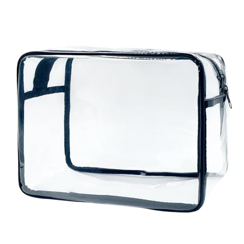 Clear Toiletry Bag, PVC Makeup Bag for Women, Spacious Clear Cosmetic & Toiletry Pouch，Large Transparent Makeup Pouch for Travel (Clear)