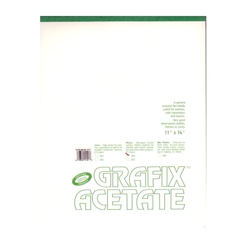 Grafix Matte Acetate Film Pads 0.003 11 in. x 14 in. pad of 25