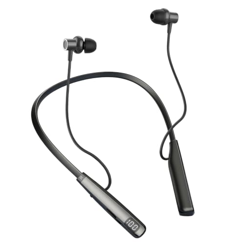 Image of Neckband Bluetooth Earphones 5.4 Wireless with Mic, LED Battery Display