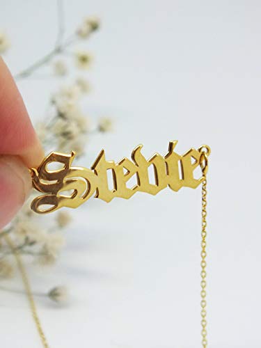 925 Sterling Silver Personalized Name Necklace with Old English Style Custom Made with Any Names4