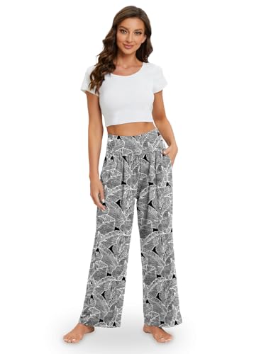 Image of Gracyoga Wide Leg Yoga Pants for Women Casual Loose Cozy Sweatpants High Waisted Lounge Pajama Flowy Pants With Pockets