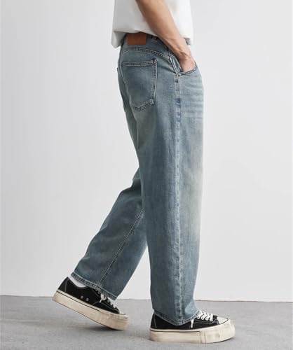 Men's Straight Retro Jeans Soft Casual Denim Pants with Pockets 7