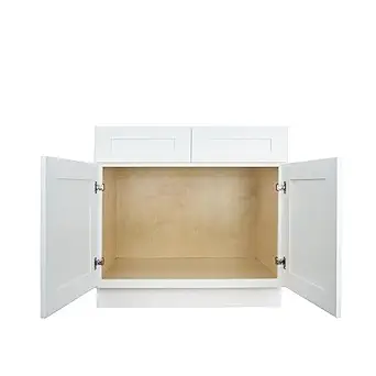 Hollywood Fabiani Design Sink Base Kitchen Cabinet 33 in. W x 24 in. D x 34.5 in. H in Shaker White Ready to Assemble