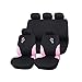 IMDIFA 116 Housses de Siège 9 Pièces Hibiscus Airbag 100% Polyester - Noir (rose)